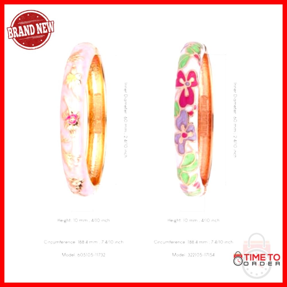 Enamel Bangle Bracelets Set Elegant Cloisonne Cuf… - image 3